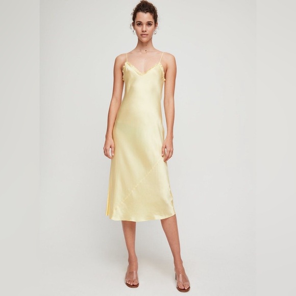 Wilfred Dresses & Skirts - Aritzia Wilfred Only Slip Maxi Maxi Dress Size Medium Black Satin Bias Cut